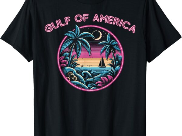 Gulf of usa america sunset pink retro men women kids t-shirt