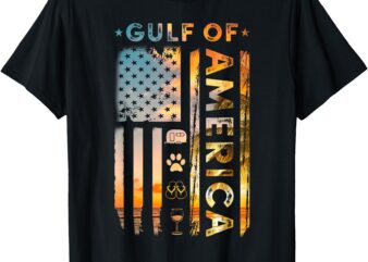 Gulf Of USA America Vintage American Flag Beach Camping Dog T-Shirt