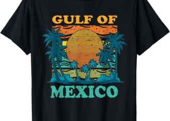 Gulf of Mexico Retro Vintage Beach Palms Summer Vacation T-Shirt