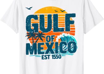 Gulf of Mexico Since 1550 Vintage Beach Gulf of Mexico Retro T-Shirt