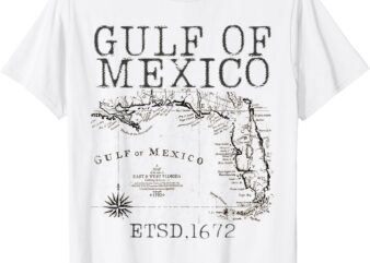 Gulf of USA America Funny Gulf of Mexico Flag Map T-Shirt