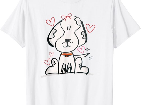 Hand drawn puppy dog love valentines happy girls valentines t-shirt