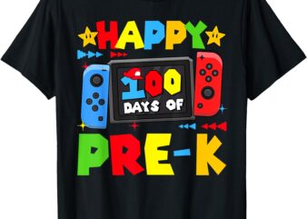 Happy 100 Days Of Pre-k Gaming 100th Day School Boy Girl T-Shirt