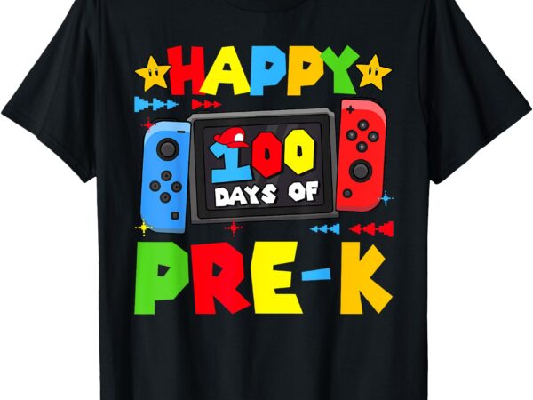 Happy 100 days of pre-k gaming 100th day school boy girl t-shirt