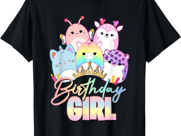 Happy birthday girl squish squad mallow girls kids cute t-shirt