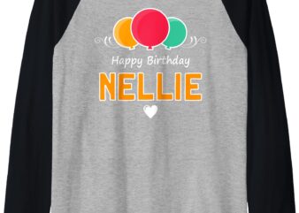 Happy Birthday saying Nellie Raglan Baseball Tee