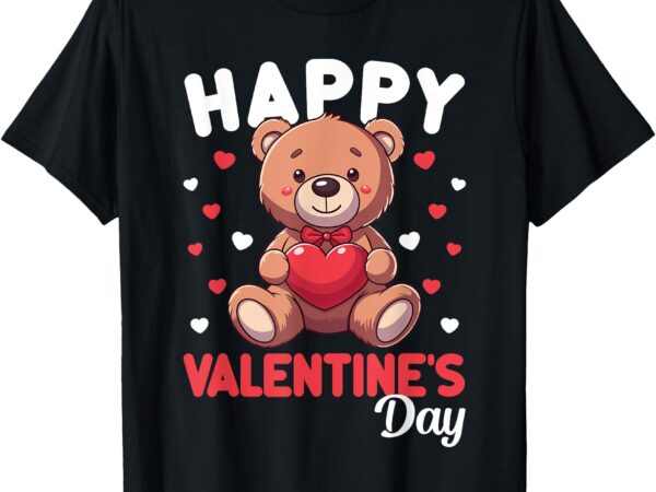 Happy valentines day bear heart red valentine kids women t-shirt