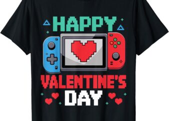 Happy Valentines Day Heart Video Gamer Controller Boys Kids T-Shirt