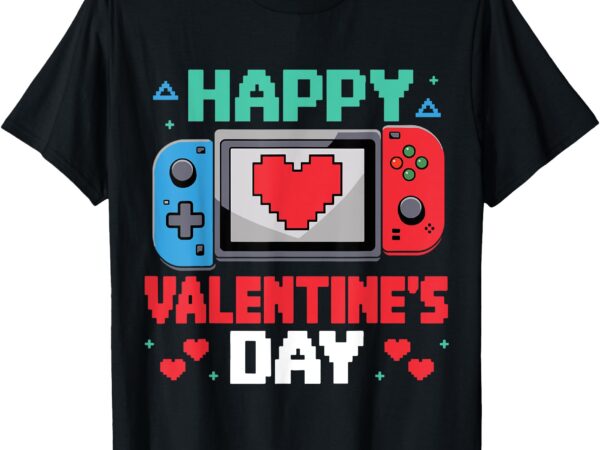 Happy valentines day heart video gamer controller boys kids t-shirt