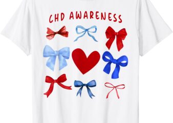 Heart Warrior CHD Awareness Heart Disease Coquette Bow T-Shirt