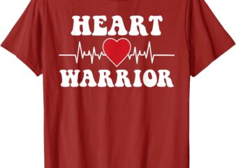 Heart Warrior Heart Disease Awareness Month Red Heart T-Shirt