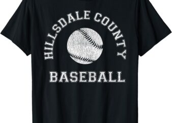 Hillsdale County Baseball Distressed Retro Classic T-Shirt