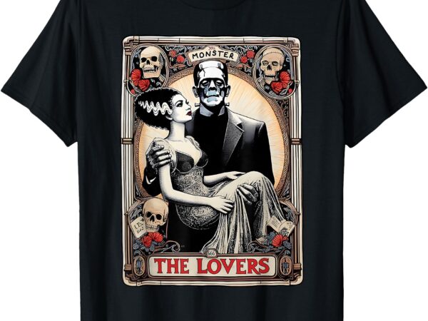 Horror the lovers tarot card funny frankenstein and bride t-shirt