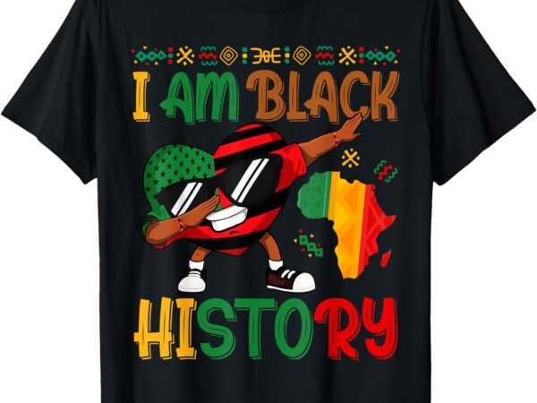 I am black history funny dabbing heart african boys girls t-shirt