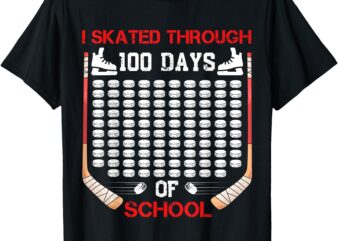 I Skated Through 100 Days of School Ice Hockey Fan 100th Day T-Shirt