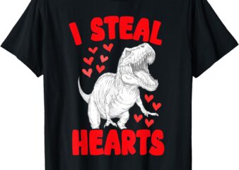 I Steal Hearts Trex Dino Baby Boy Valentines Day Toddler Kid T-Shirt