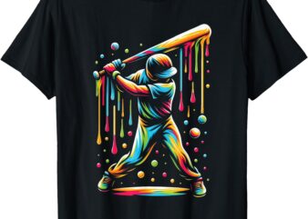 Ice Cream Drip Baseball Bat Baseball Player Batter Sport Art T-Shirt