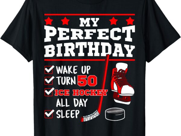 Ice hockey 50th perfect birthday party player sports puck t-shirt