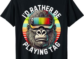 I’d Rather Be Playing Gorilla Gamer Wearing Gorilla VR Gamer T-Shirt