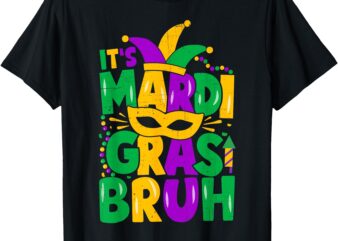 It’s Mardi Gras Bruh Teens Boys Mardi Gras Party Mask T-Shirt