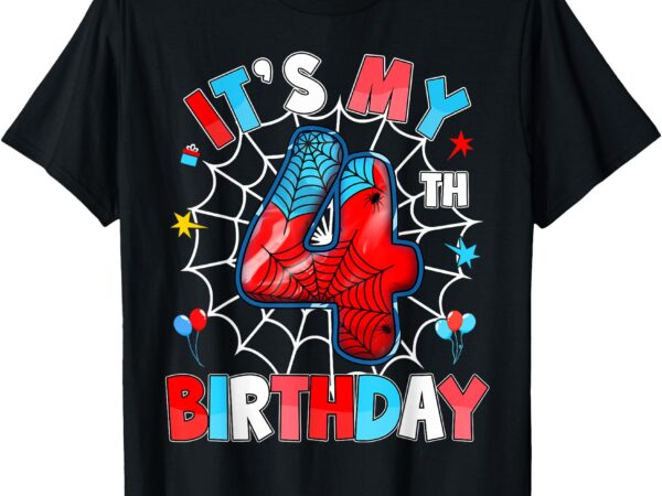 It’s my 4th birthday spider theme party 4 years old boys t-shirt