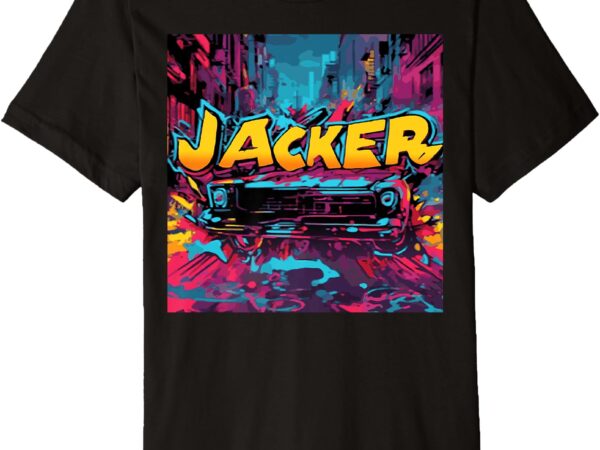 Jacker graphic car in the city exciting ride bright color premium t-shirt