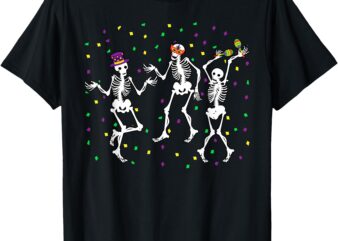 Jester Skeleton Dancing Mardi Gras Bones Carnival Parade T-Shirt