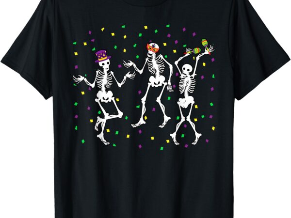 Jester skeleton dancing mardi gras bones carnival parade t-shirt