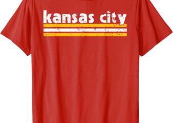 KC Tee Kansas City Retro Vintage Distressed 3 Stripes RED KC T-Shirt