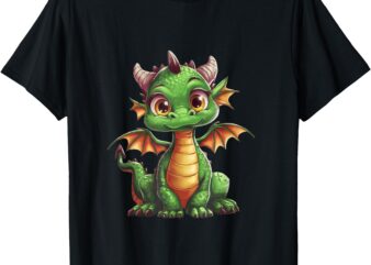 Kawaii Cute Dragon Anime Perfect Boy Girl Kid Green Dragon T-Shirt