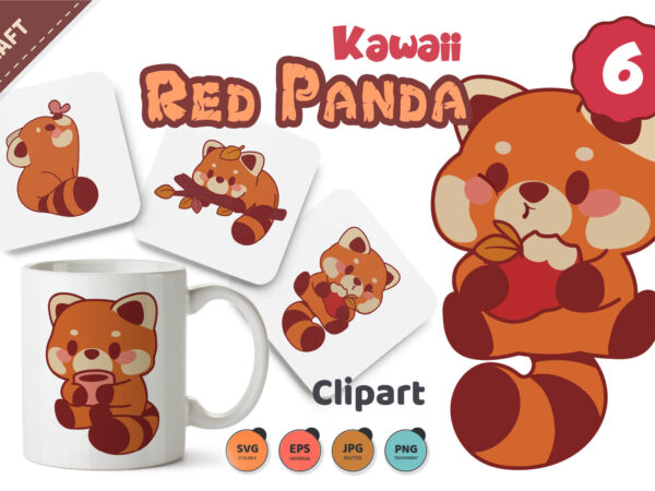 Kawaii red panda. t-shirt, png, svg.