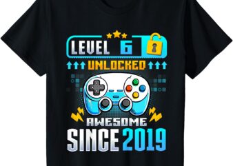 Kids 6 Year Old Gifts 2019 Level 6 Unlocked 6th Birthday Boys T-Shirt