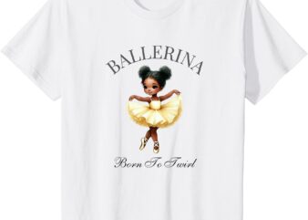 Kids Black Girl Ballerina African American Ballet Dance Twirl T-Shirt