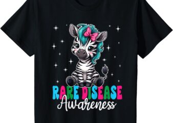 Kids Rare Disease Awareness Shirt Boys Girls Cute Zebra Ribbon T-Shirt