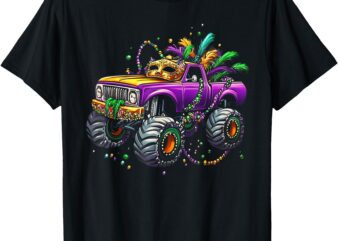 Kids Toddler Mardi Gras Monster Truck Boys Girls T-Shirt