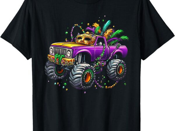 Kids toddler mardi gras monster truck boys girls t-shirt