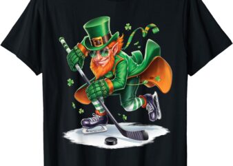 Leprechaun Playing Hockey St Patricks Day Sport Mens Boys T-Shirt