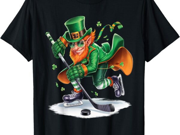 Leprechaun playing hockey st patricks day sport mens boys t-shirt