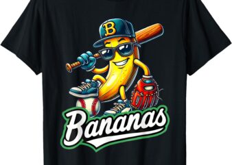 Let’s Go Bananas Funny Banana Baseball Player Kids T-Shirt