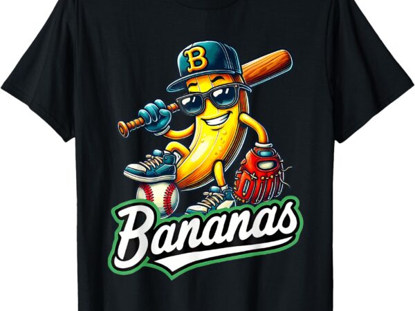 Let’s go bananas funny banana baseball player kids t-shirt