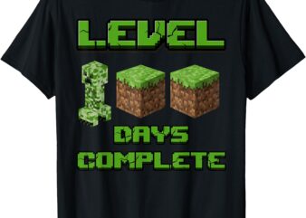 Level 100 Days Complete Gaming Pixel 100th Days Of School T-Shirt