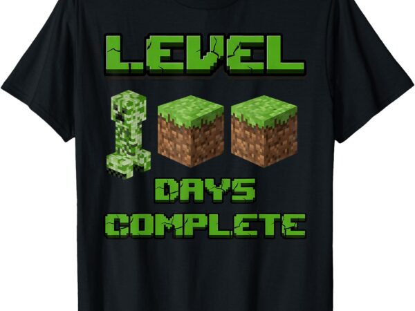 Level 100 days complete gaming pixel 100th days of school t-shirt