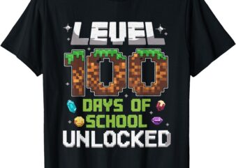 Level 100 Days Of School Unlocked Gamer Boy Kids 100th Day T-Shirt