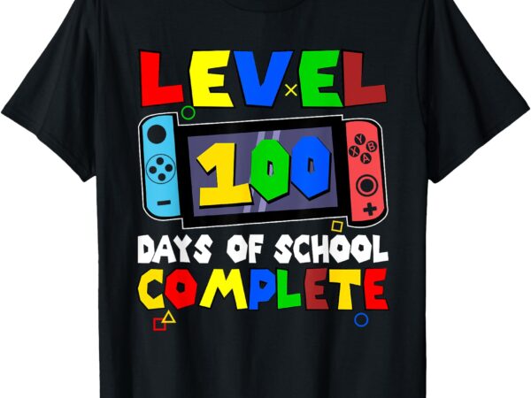 Level 100 days of school complete video game lover gamer boy t-shirt