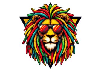 Colourful Vintage Lion Punk t-shirt design