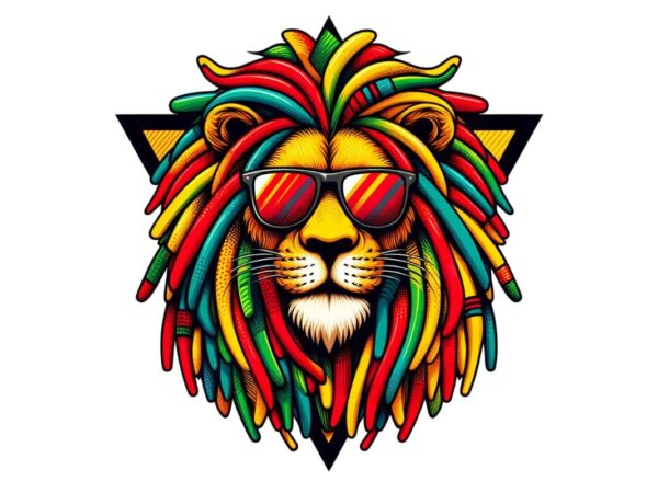 Colourful vintage lion punk t-shirt design