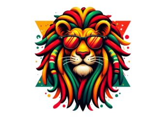 Colourful Vintage Punk Lion t-shirt design download instantly Retro Vintage Illustration