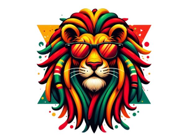 Colourful vintage punk lion t-shirt design download instantly retro vintage illustration