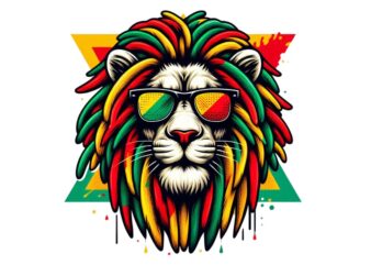 Hippi Lion Retro Watercolour Illustration T-shirt design