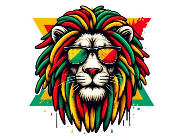 Hippi lion retro watercolour illustration t-shirt design